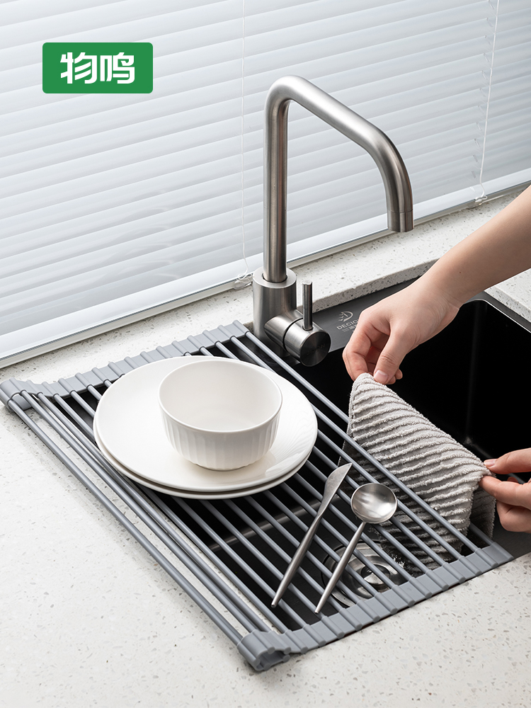 水槽沥水架水池碗盘架厨房碗架碗碟收纳置物架可折叠伸缩沥水篮
