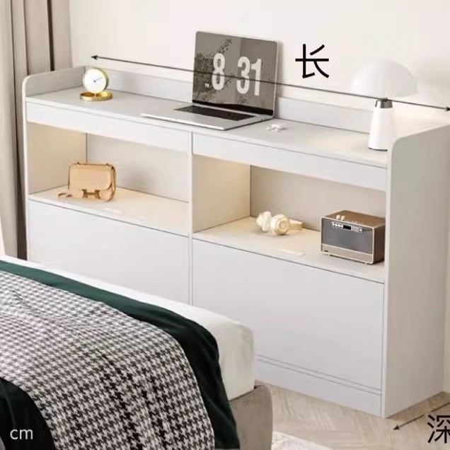 卧室床尾收纳一体定制靠墙床边柜床头柜书架夹缝墙边长条储物小型