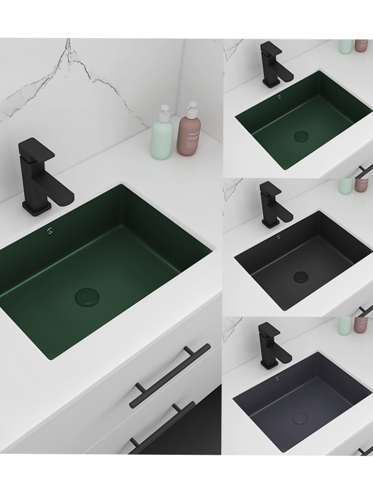 大小平底台下盆陶瓷嵌入式洗手盆池单盆卫生间家用阳台面盆黑色