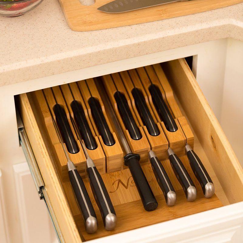 新品竹制多功能刀座厨房家用12把刀架创意竹木刀架竹刀座刀具收纳