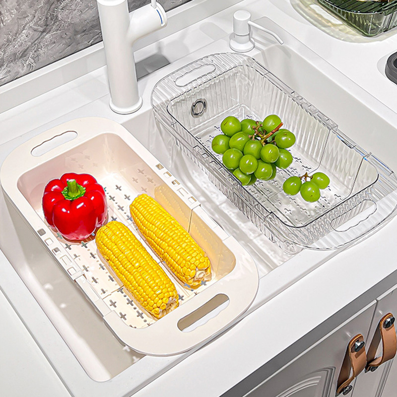 洗碗池水槽沥水架可伸缩洗菜盆置物架碗盘滤水收纳篮厨房用品神器