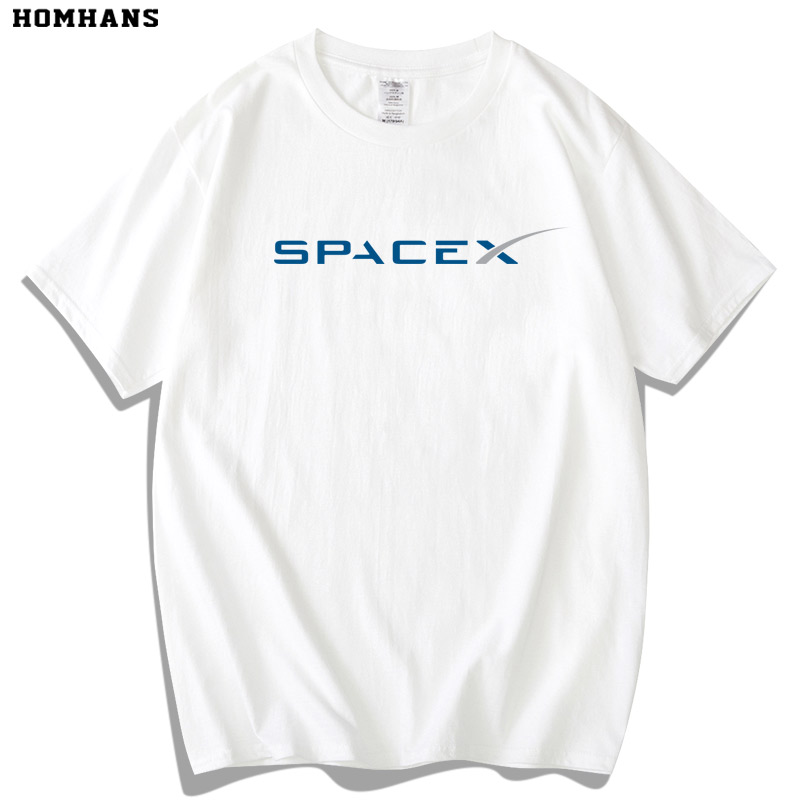 红韩太空探索SpaceX火箭猎鹰9号龙飞船马斯克纯棉T恤短袖男女圆领