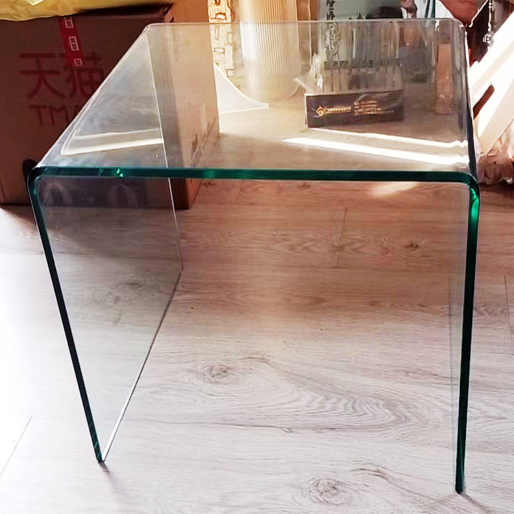 衣柜拐角弧热弯玻璃水槽定做8mm餐桌圆桌面加工圆孤钢化玻璃定做