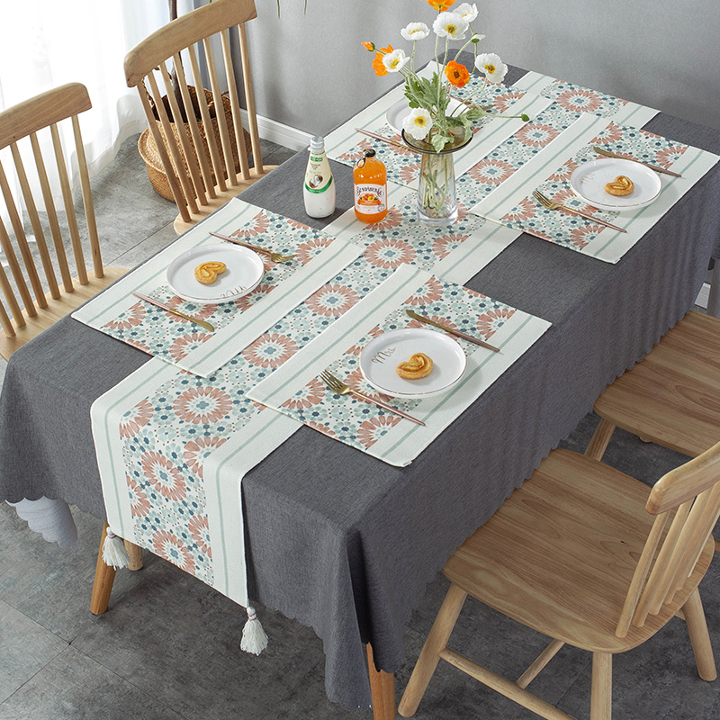 餐桌桌旗简约现代棉麻编织北欧轻奢茶几餐边柜长条桌布桌垫装饰布