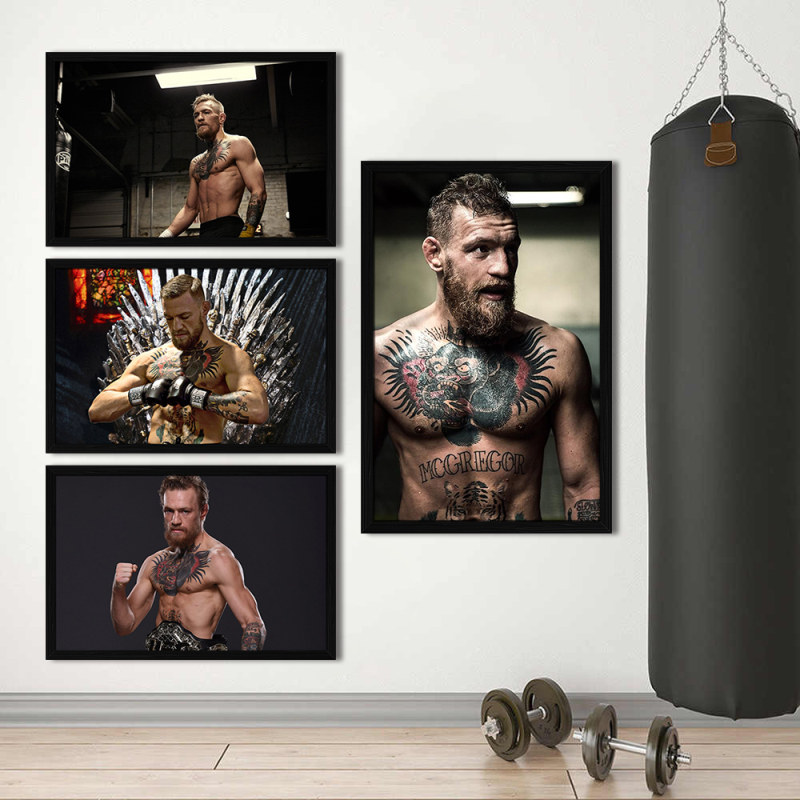 嘴炮挂画康纳麦格雷戈有框画搏击装饰画拳击 UFC肌肉健身房墙壁画