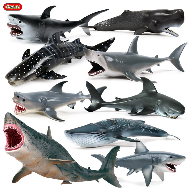 儿童玩具实心仿真海洋生物模型大白鲨鲨鱼巨齿鲨鲸鲨虎鲨蓝鲸摆件