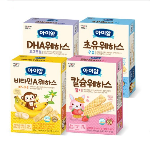 韩国宝宝零食ildong威化饼干 草莓味 DHA味 香蕉味 初乳味