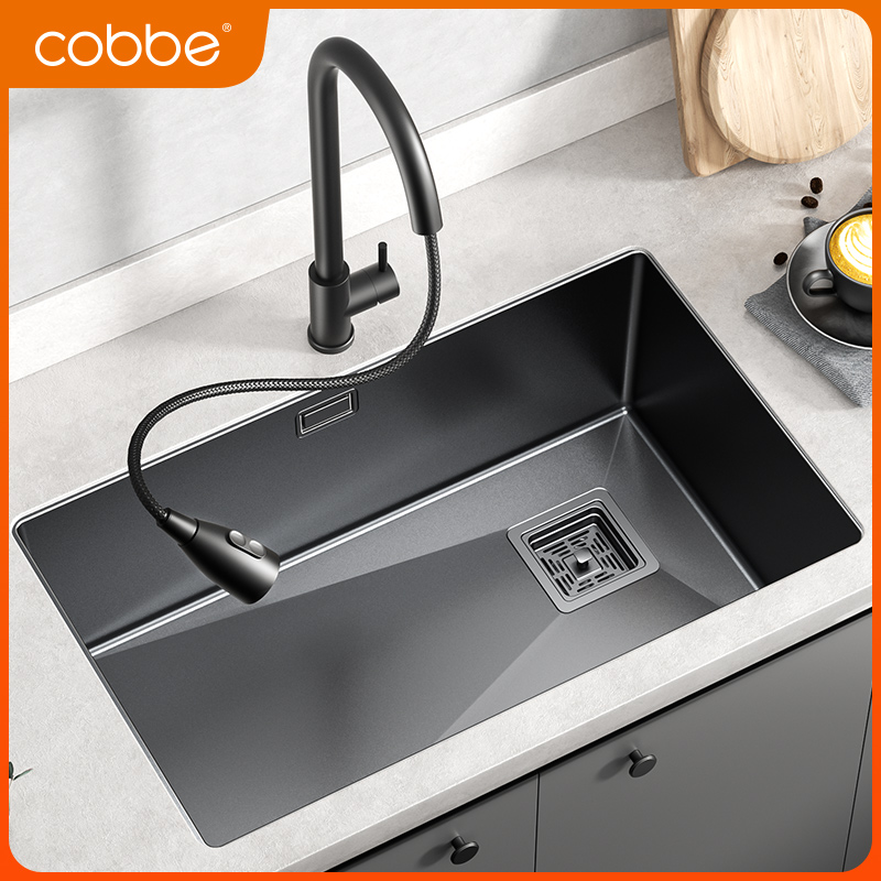 卡贝台下盆304不锈钢水槽单槽厨房手工洗碗槽家用大水池洗菜盆