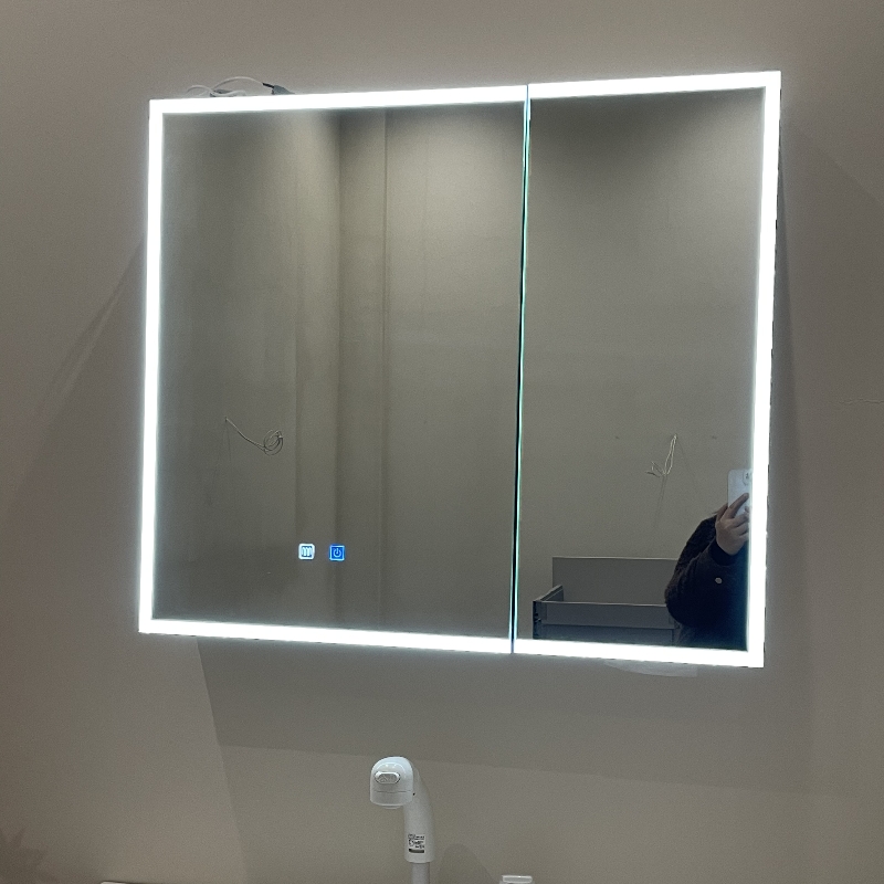 智能镜柜浴室镜柜实木柜体太空铝门板高清无铜镜四周发光挂墙式