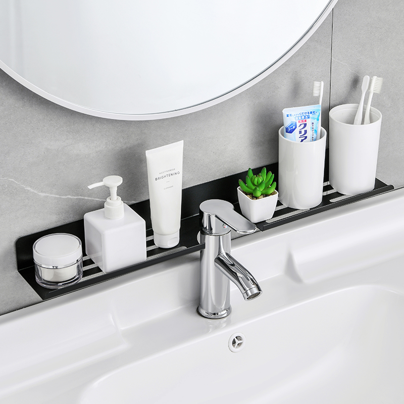 日本洗手池镜前水龙头置物架免打孔卫生间墙上化妆品收纳架壁挂式