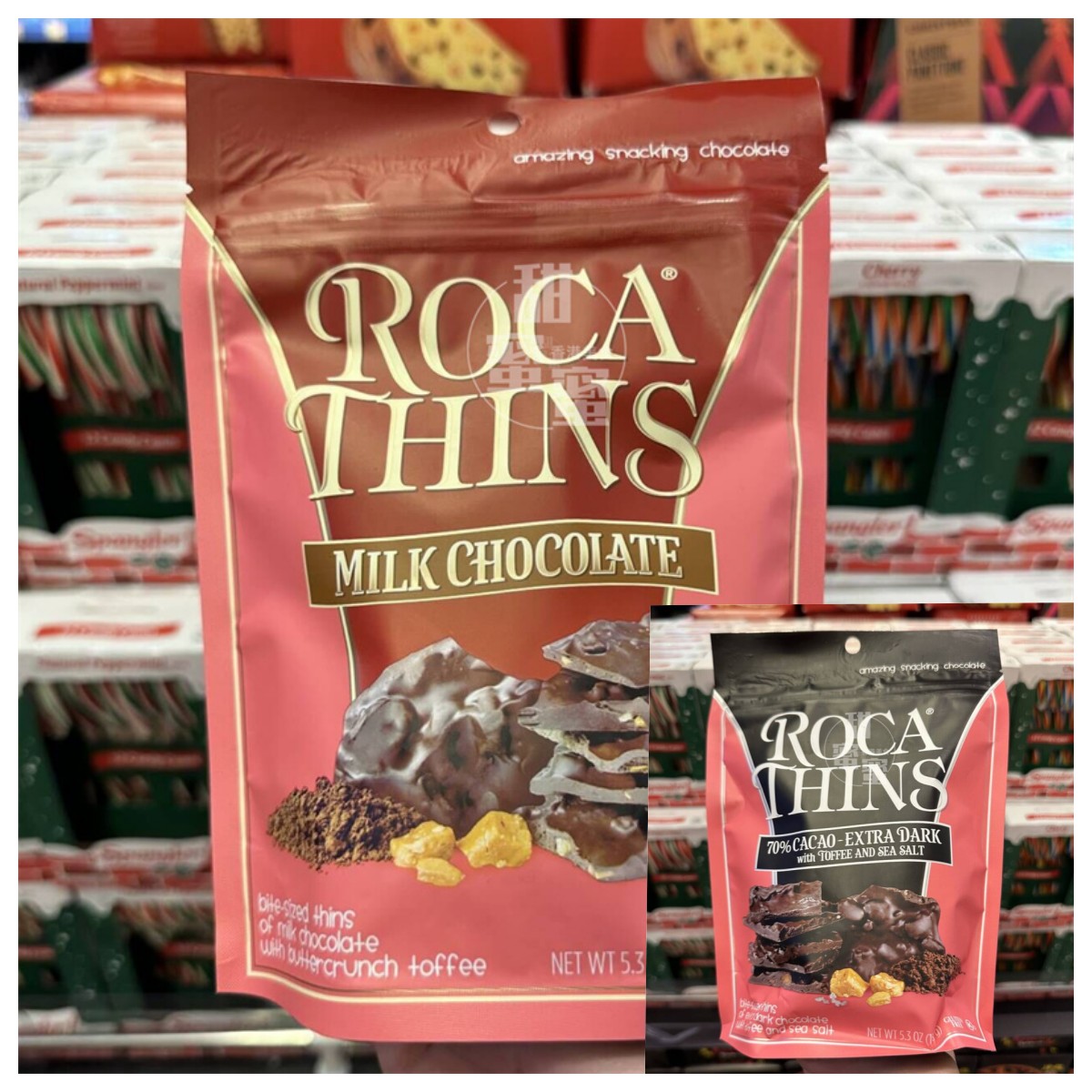香港代购 进口 ROCA乐家 薄脆牛奶/黑朱古力袋装150g 巧克力零食