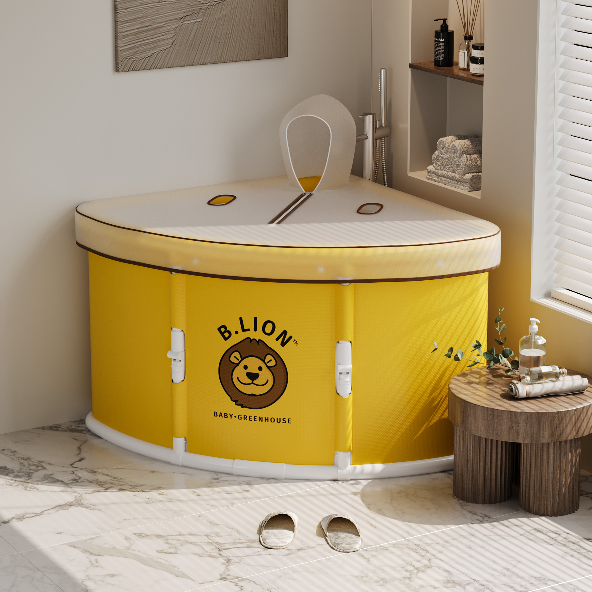 三角扇形浴缸免安装折叠泡澡桶淋浴房专用加厚保温沐浴桶折叠浴缸
