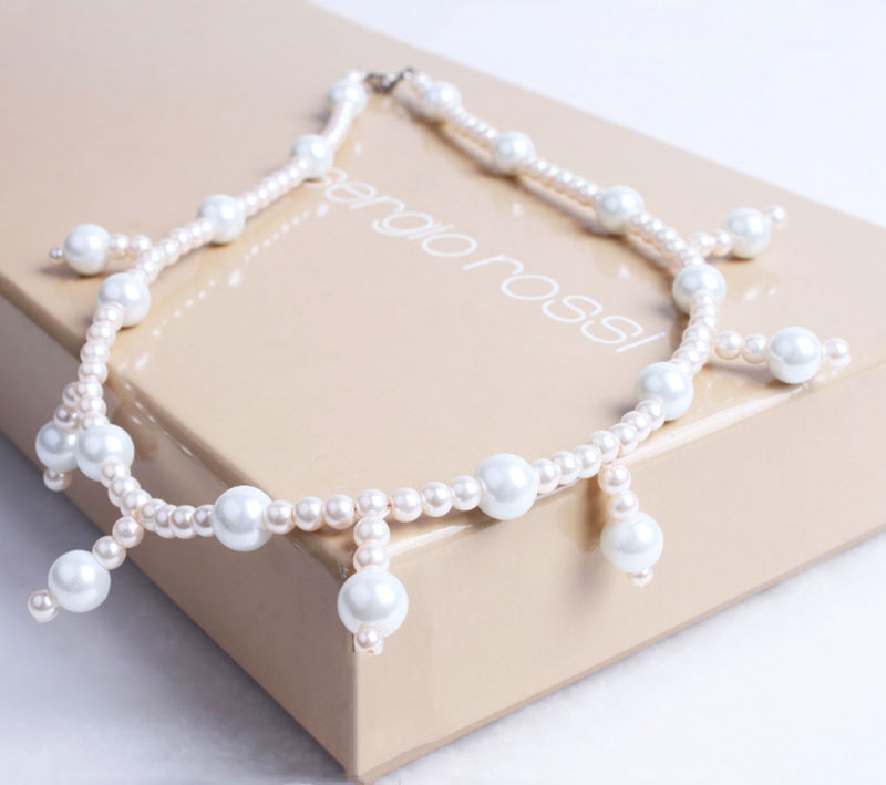 沐峰原创  时尚夸张个性珍珠不对称百搭项链 优雅大气饰品