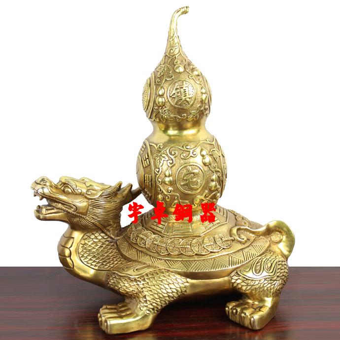 宇卓铜器 纯铜龙龟背葫芦黄铜龙龟 葫芦 龙头龟工艺品桌面摆件