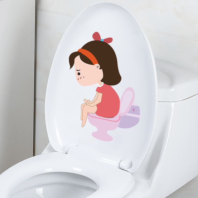 卫生间创意马桶贴画装饰厕所搞笑卡通可爱个性防水坐便马桶盖贴纸