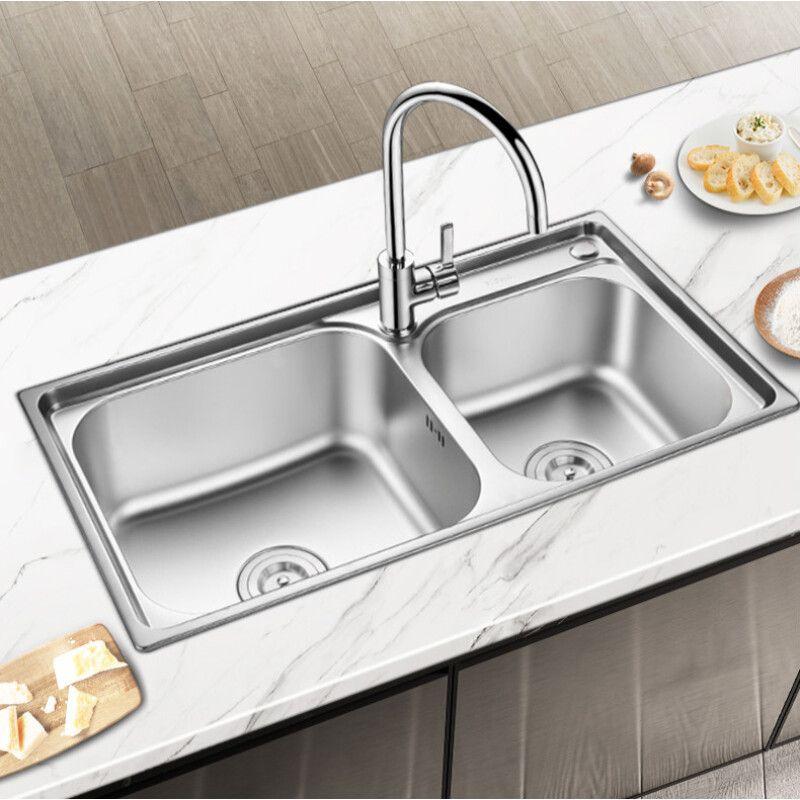 新房304不锈钢水槽双槽套餐洗碗槽加厚洗菜N盆家用洗碗池水池水槽
