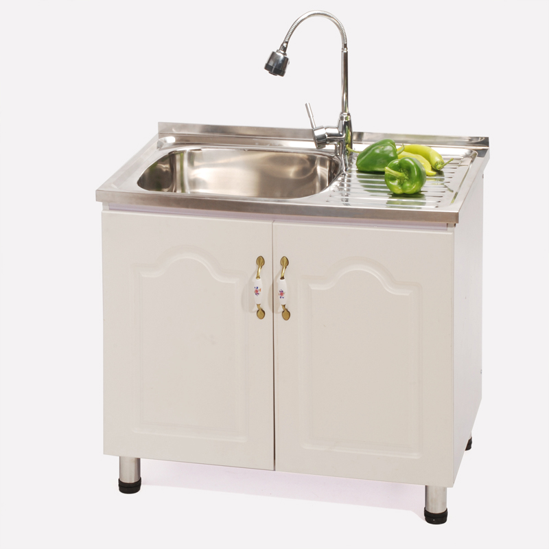 推荐厨房不锈钢水槽柜子洗菜碗盆单双槽带支架洗衣水池储物一体柜