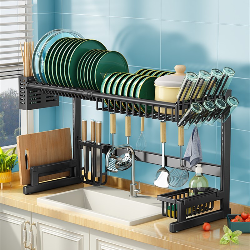 厨房水槽可伸缩j置物架洗碗槽多功能用品放碗架沥水架碗筷水池收