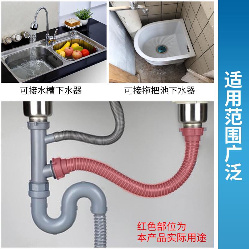 推荐厨房双水槽不锈钢下水管双螺纹连接管洗菜盆螺口排水管配件防