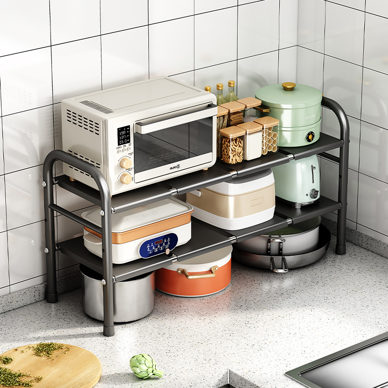 极速厨房可伸缩下水槽置物架橱柜内分层架厨柜储物多功能锅架收纳