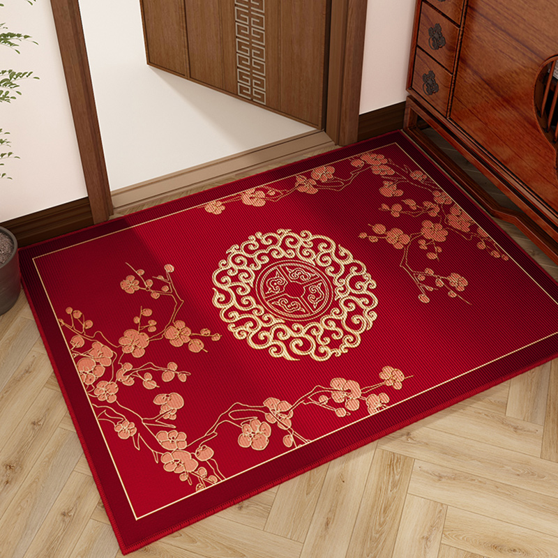 新中式红色入户门地垫龙年进门玄关地毯大门口脚垫子家用防滑门垫