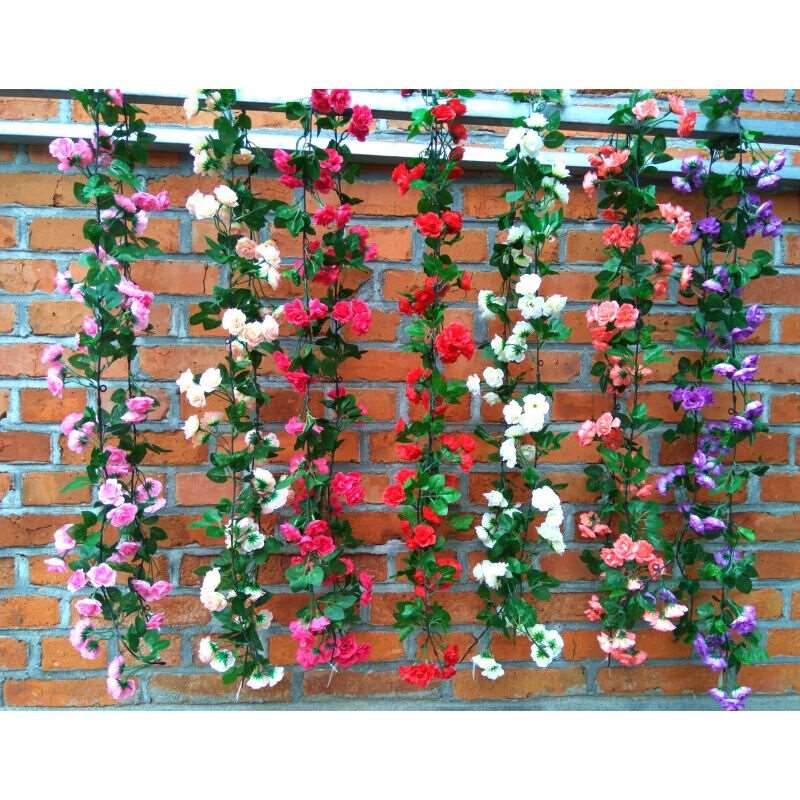 极速新品下水管缠塑料花玫瑰花藤条壁挂缠绕暖气空调线下水管道装