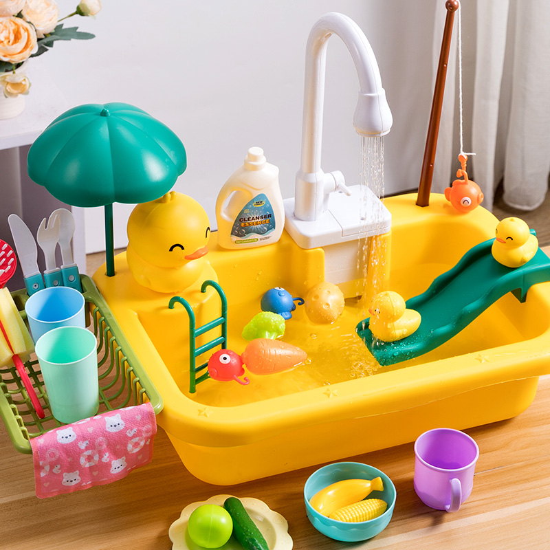 儿童洗碗机台玩具电动洗菜池手盆水龙头H循环水果厨房2岁3宝宝女