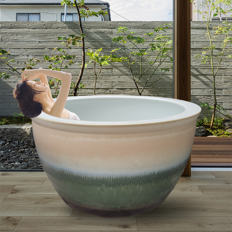 陶瓷双人加大泡澡缸1.2米浴缸圆形个性洗澡缸加厚成人家用沐浴缸