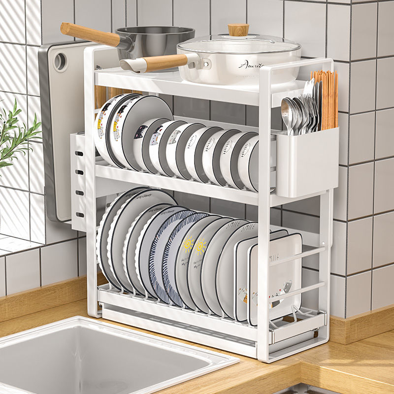 2023水槽边窄款碗碟碗盘收纳层架台面小型碗盘柜厨房置物架放碗筷