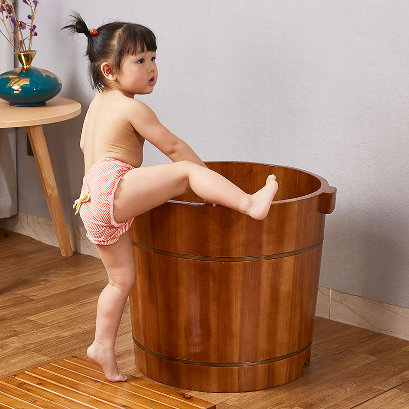 速发儿童泡澡桶洗澡桶实木保温浴桶木桶小户型洗澡泡澡浴缸木质泡