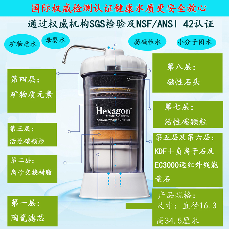 香港科士a威8层次过滤净水器厨房家用水龙头自来水直饮净水机8964