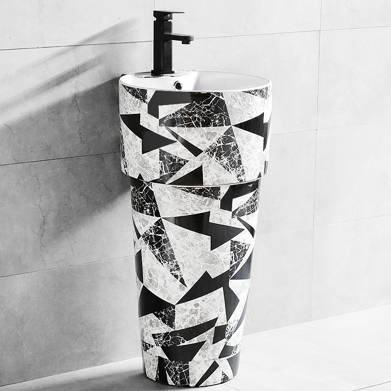 推荐创意个性立柱盆卫生间陶瓷立式艺术洗脸盆一体落地式小洗手池