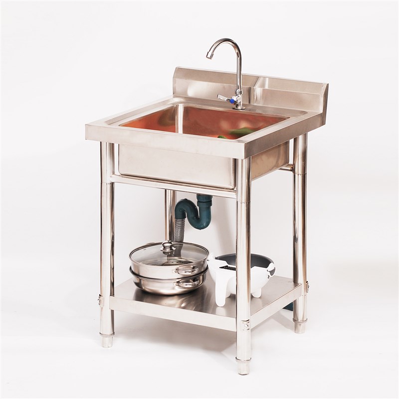 商用不锈钢水槽水池双槽洗菜盆洗碗池厨房家用带置物架单槽洗手盆