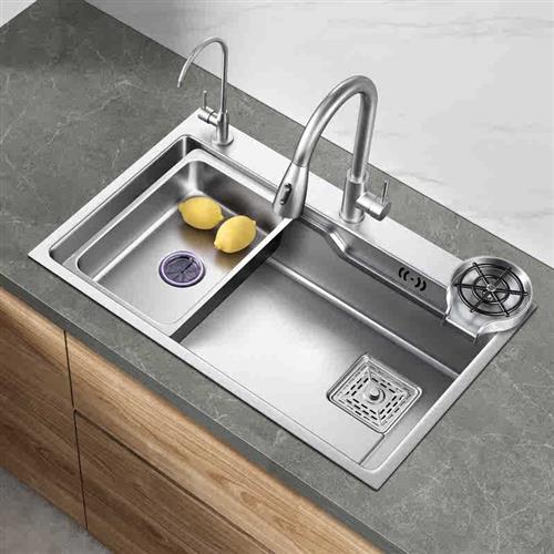 手工厨房不锈钢水槽日式家用纳米洗碗槽单水槽台下洗菜盆大单水槽