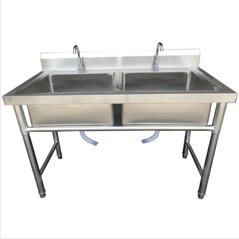 商用不锈钢水槽带支架双槽厨房洗碗池C洗菜盆洗手双水池大单槽 长