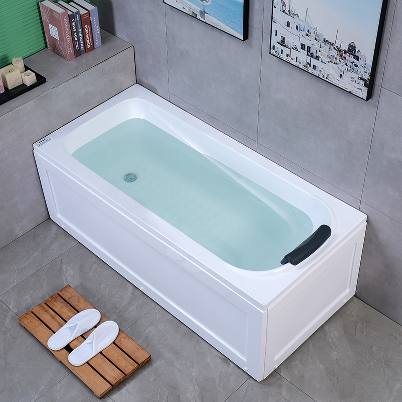 厂家直销亚克力普通浴缸单人 方形独立式双群边浴缸 加厚加深浴缸