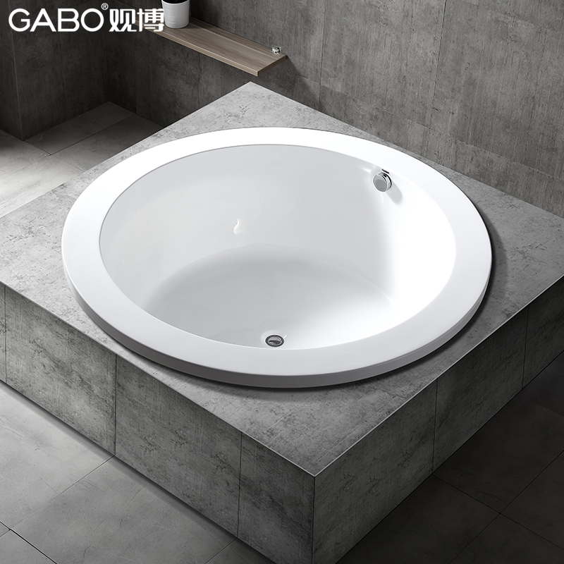 QC观博GABO 嵌入式亚克力浴缸圆形普通浴缸1.35m成人双人浴盆5810