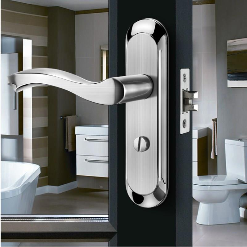 厕所无卫生间钥匙卫浴门通用型洗手间钛镁合金不锈钢门锁静音把