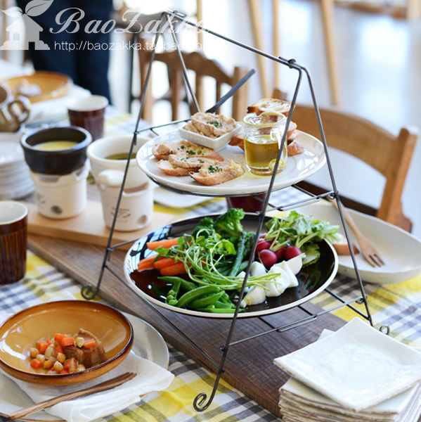 BAOZAKKA 北欧下午茶 聚餐 餐桌双层盘架 餐盘点心架 手工品 B31