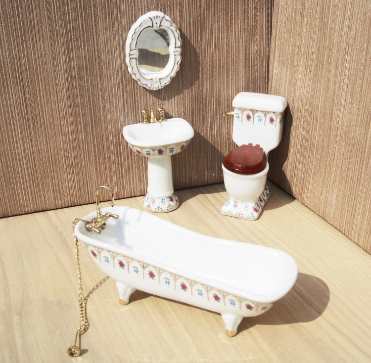 1：12爆款供应商房地产模型精品迷你陶瓷浴室模型迷你纯洁小浴缸