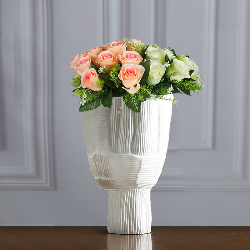 新品现代简约高脚大口花瓶花器摆件家居客厅玄关软装样品间装饰品