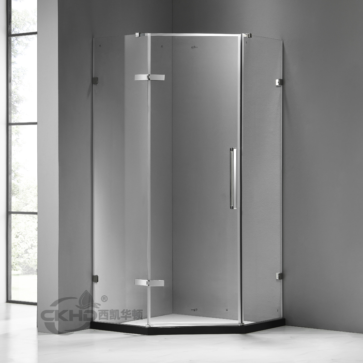 不锈钢淋浴房整体浴室隔断冲淋房极简屏风无框玻璃门钻石形平开门
