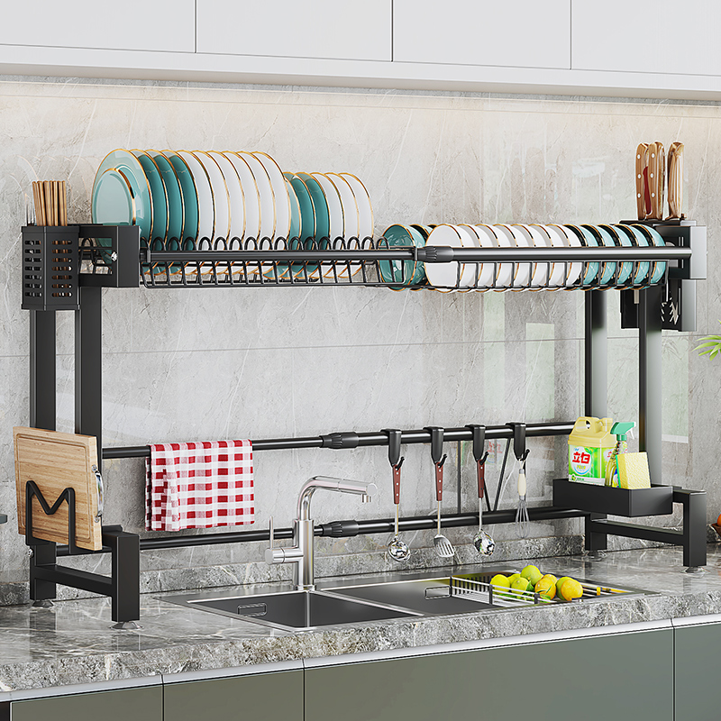 可伸缩厨房水槽置物架多功能台面碗筷沥水架水池上放碗碟收纳刀架