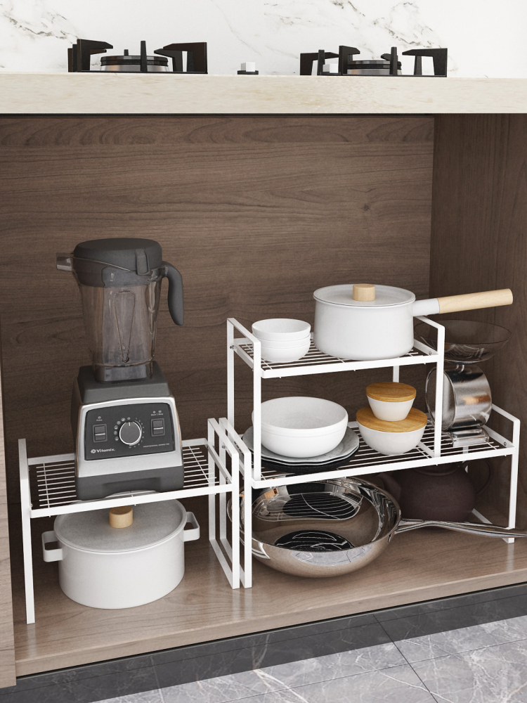 厨房橱柜内分层置物架冰箱隔板隔层台桌面水槽下碗盘锅具收纳架子