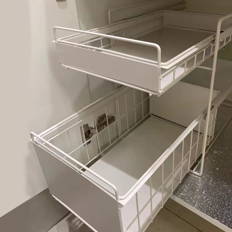 厨房下水槽置物架落地家用分层橱柜架台面多功能抽拉收纳架整理架