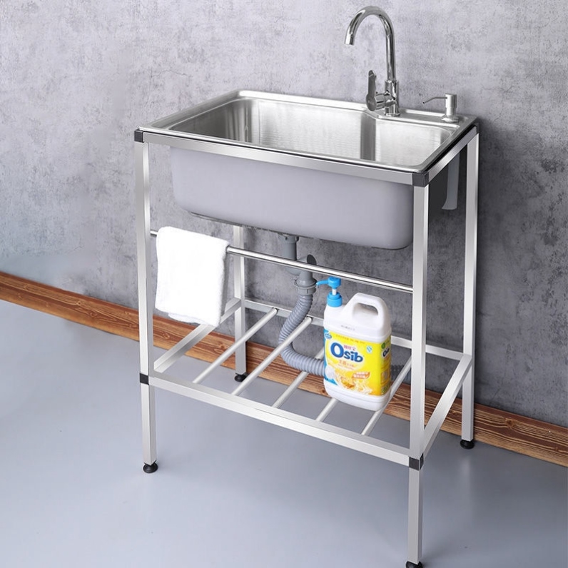租房临时洗手盆简易可移动厨房洗碗池架子阳台不锈钢洗脸盆工地用