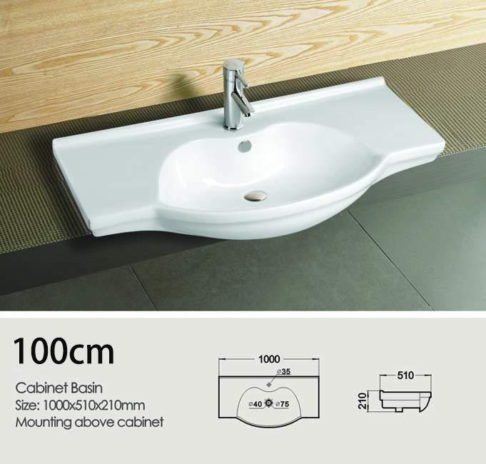 大肚陶瓷浴室柜盆洗脸盆洗手盆一体台上盆池槽1.2 1.5 米单盆1.1
