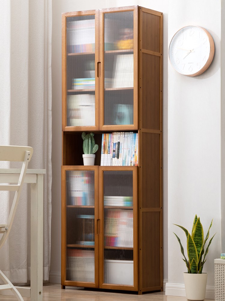 书架置物架落地书柜子儿童家用简易客厅收纳柜卧室实木储物柜多层