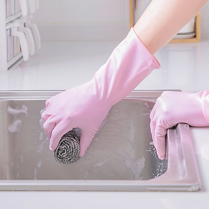 日本进口夏季薄款款耐用型防水洗碗手套女家务厨房洗衣服胶皮刷碗