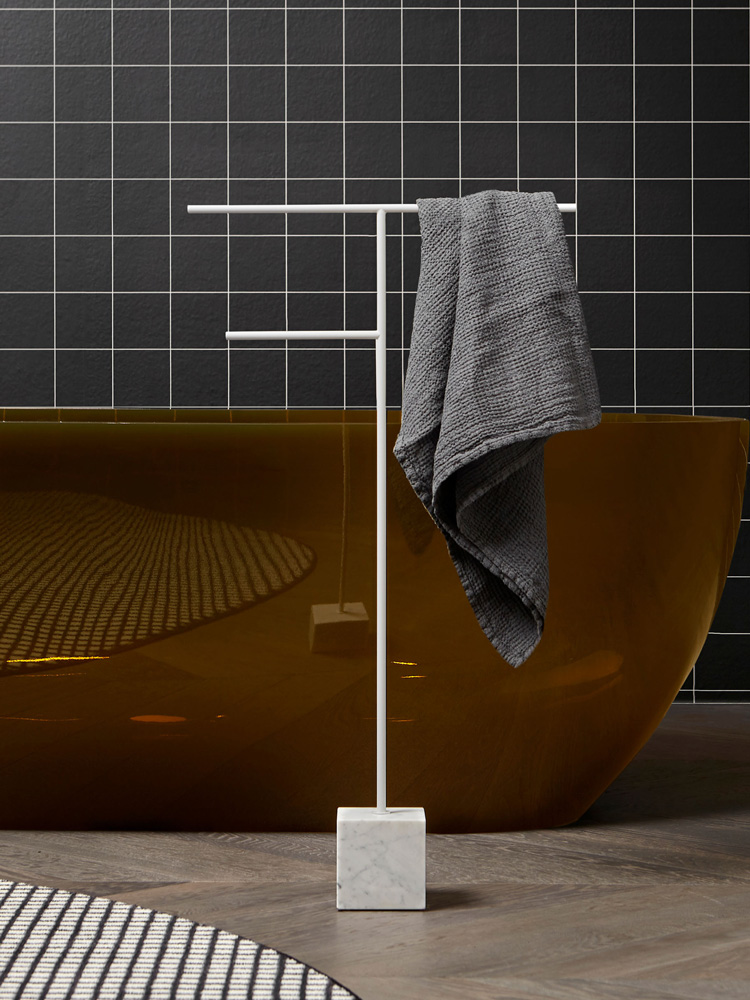 浴室卫生间大理石落地立式毛巾架纸巾架简约不锈钢落地移动浴巾架